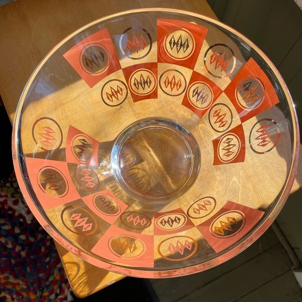 Gay Fad large glass bowl, orange/gold, MCM,a few minor scratches and a tiny chip - Picture 9 of 9